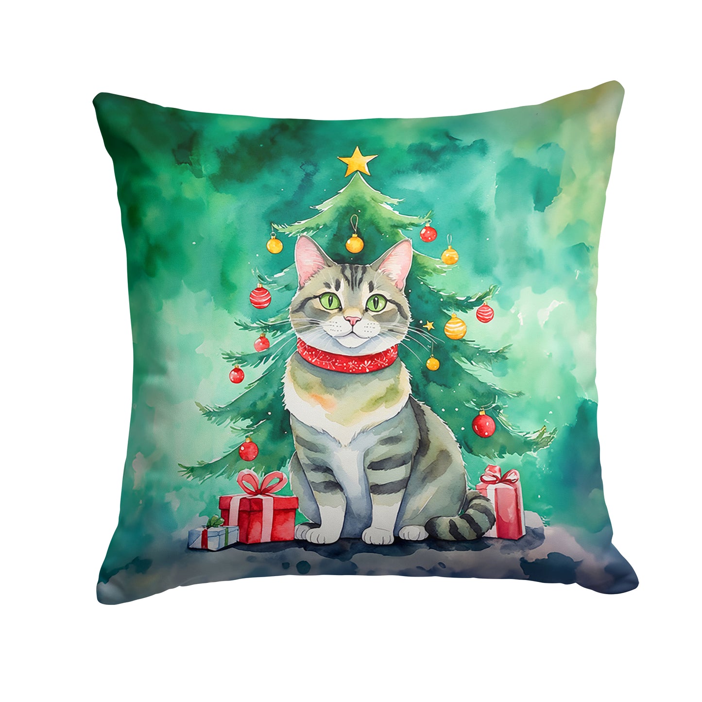 Buy this Raas Cat By the Christmas Tree Throw Pillow
