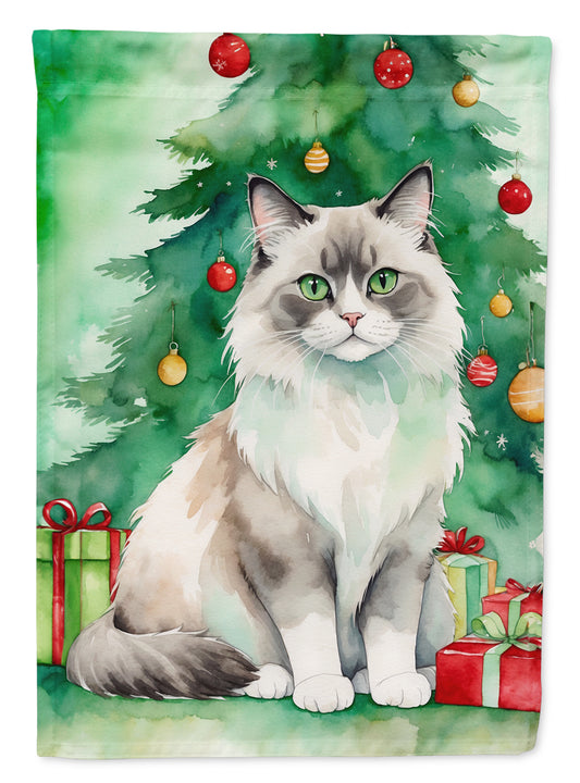 Buy this Ragdoll Cat By the Christmas Tree Garden Flag