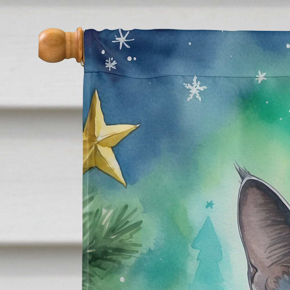 Russian Blue Cat By the Christmas Tree House Flag