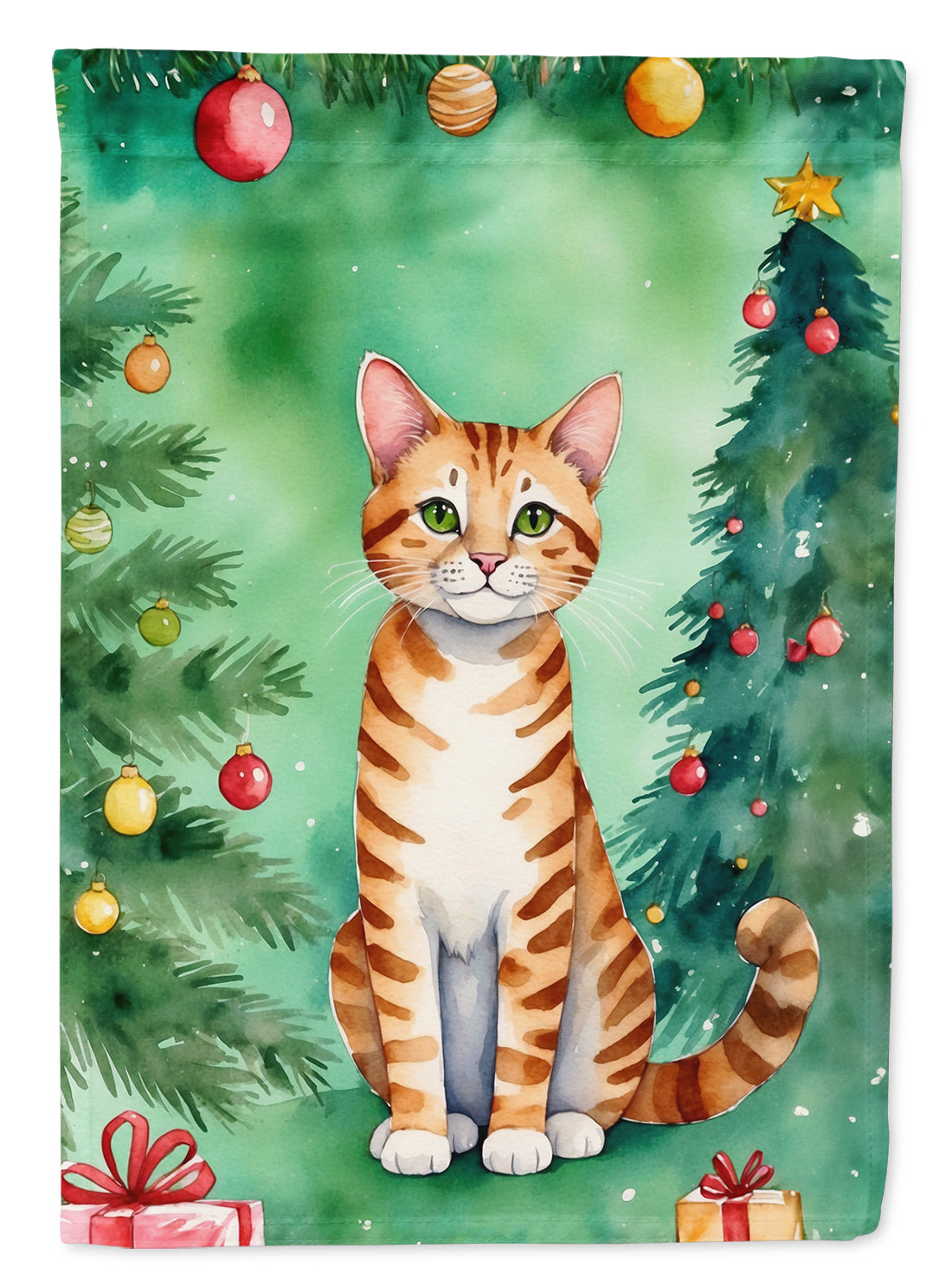 Buy this Safari Cat By the Christmas Tree Garden Flag