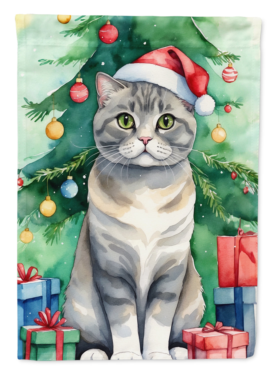 Buy this Scottish Fold Cat By the Christmas Tree House Flag