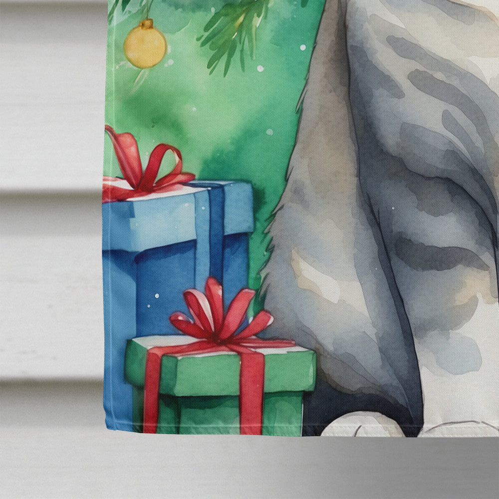 Scottish Fold Cat By the Christmas Tree House Flag