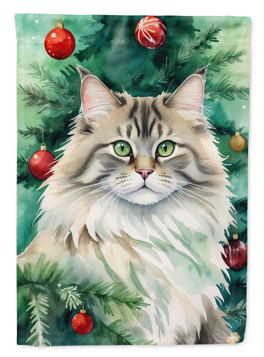 Buy this Siberian Cat By the Christmas Tree House Flag