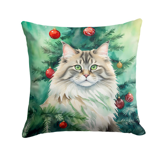 Buy this Siberian Cat By the Christmas Tree Throw Pillow