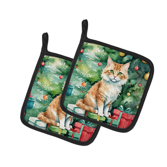 Buy this Skookum Cat By the Christmas Tree Pair of Pot Holders