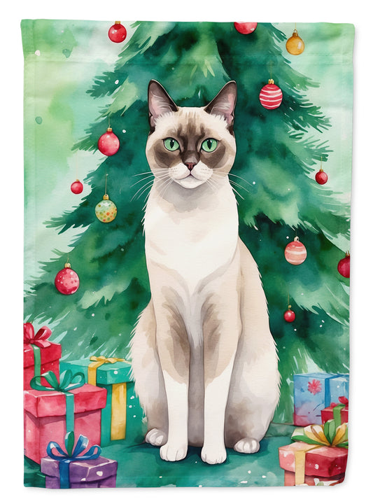 Buy this Snowshoe Cat By the Christmas Tree House Flag