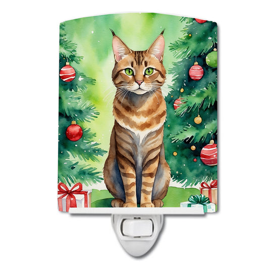 Buy this Sokoke Cat By the Christmas Tree Ceramic Night Light