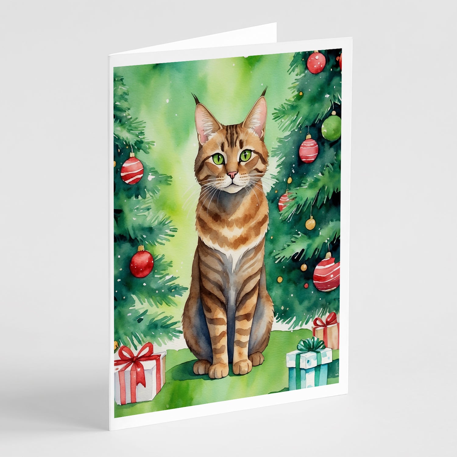 Buy this Sokoke Cat By the Christmas Tree Greeting Cards Pack of 8