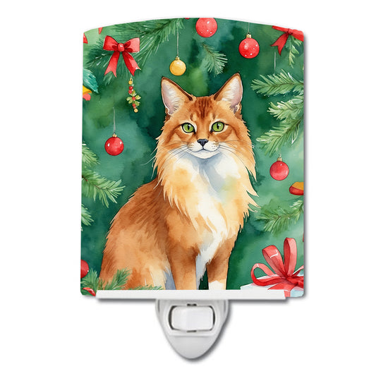 Buy this Somali Cat By the Christmas Tree Ceramic Night Light