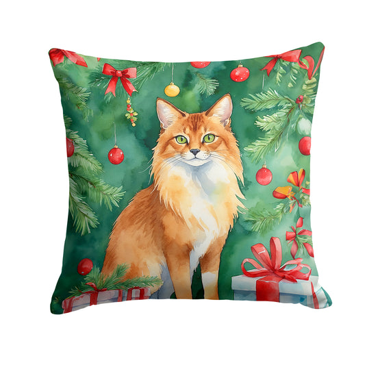 Buy this Somali Cat By the Christmas Tree Throw Pillow