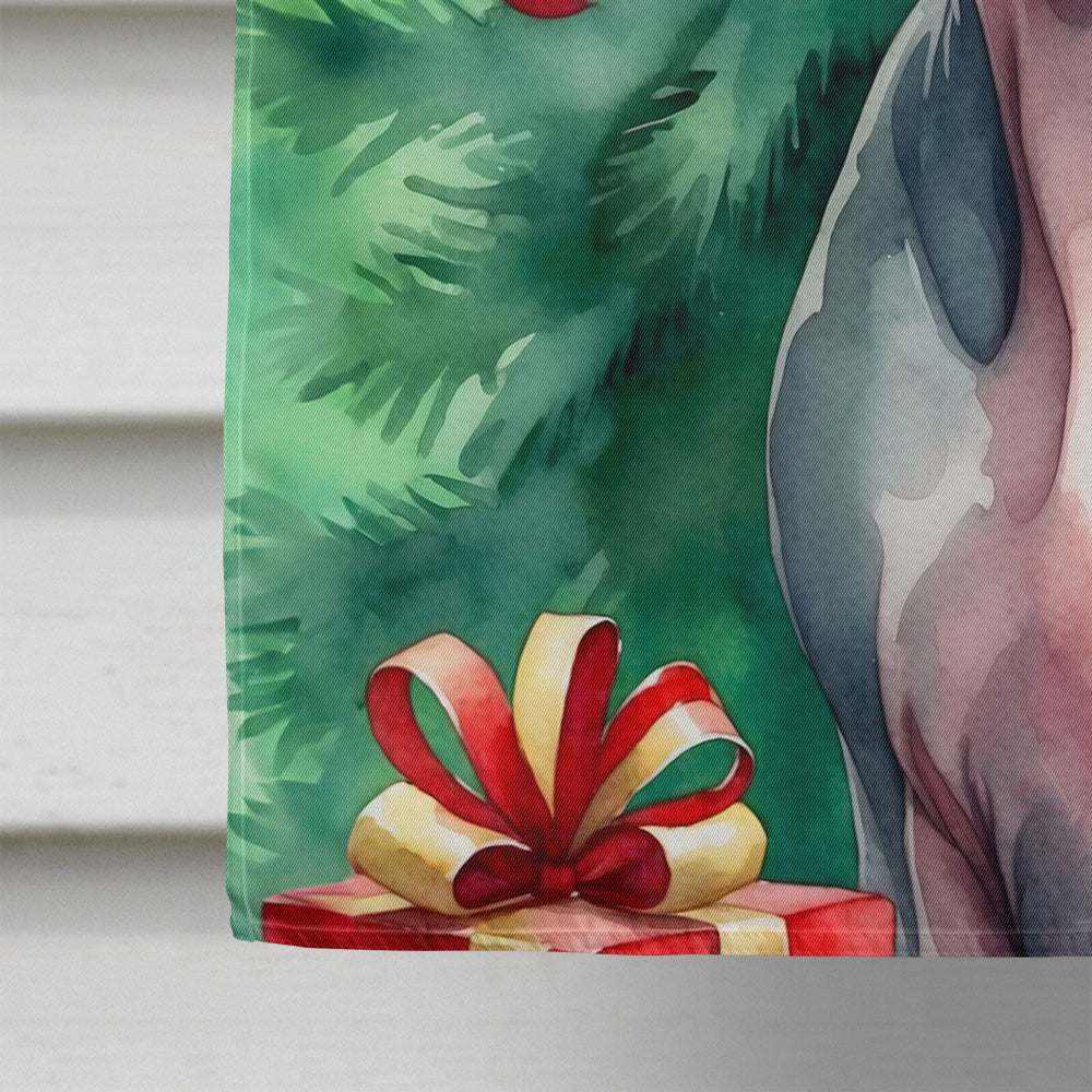 Sphynx Cat By the Christmas Tree House Flag