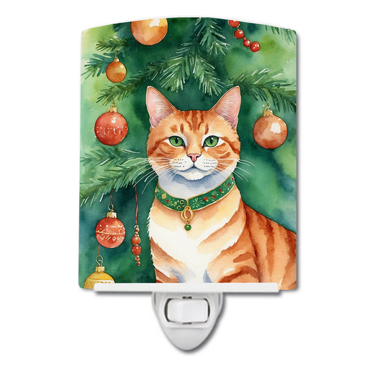 Buy this Suphalak Cat By the Christmas Tree Ceramic Night Light