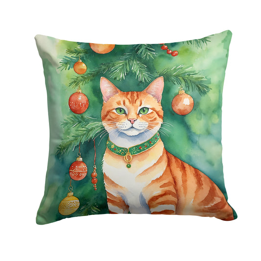 Buy this Suphalak Cat By the Christmas Tree Throw Pillow