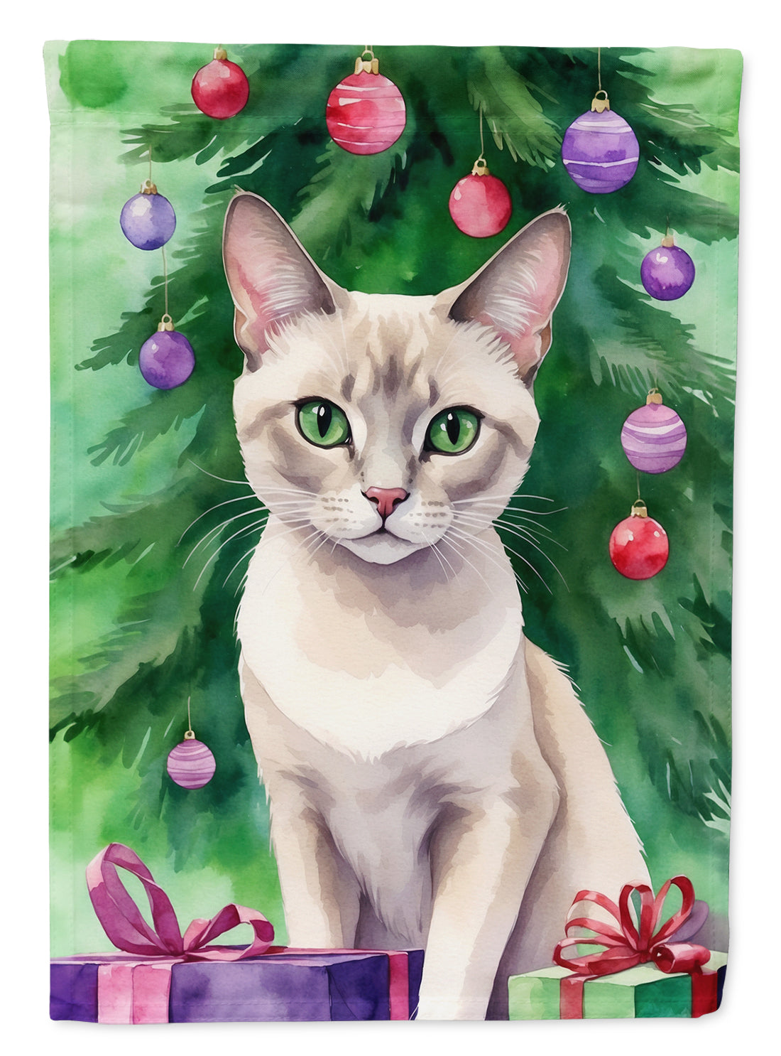 Buy this Thai Lilac Cat By the Christmas Tree House Flag