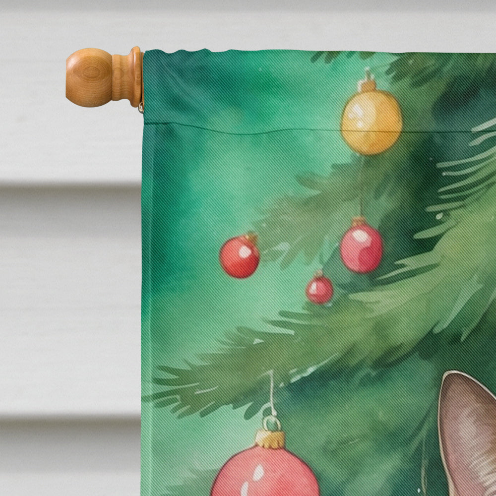 Tonkinese Cat By the Christmas Tree House Flag