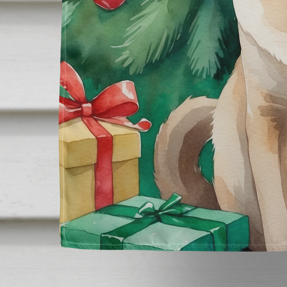 Tonkinese Cat By the Christmas Tree House Flag