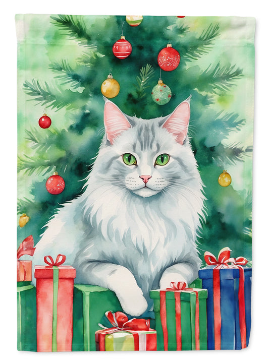 Buy this Turkish Angora Cat By the Christmas Tree House Flag