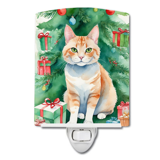 Buy this Ural Rex Cat By the Christmas Tree Ceramic Night Light