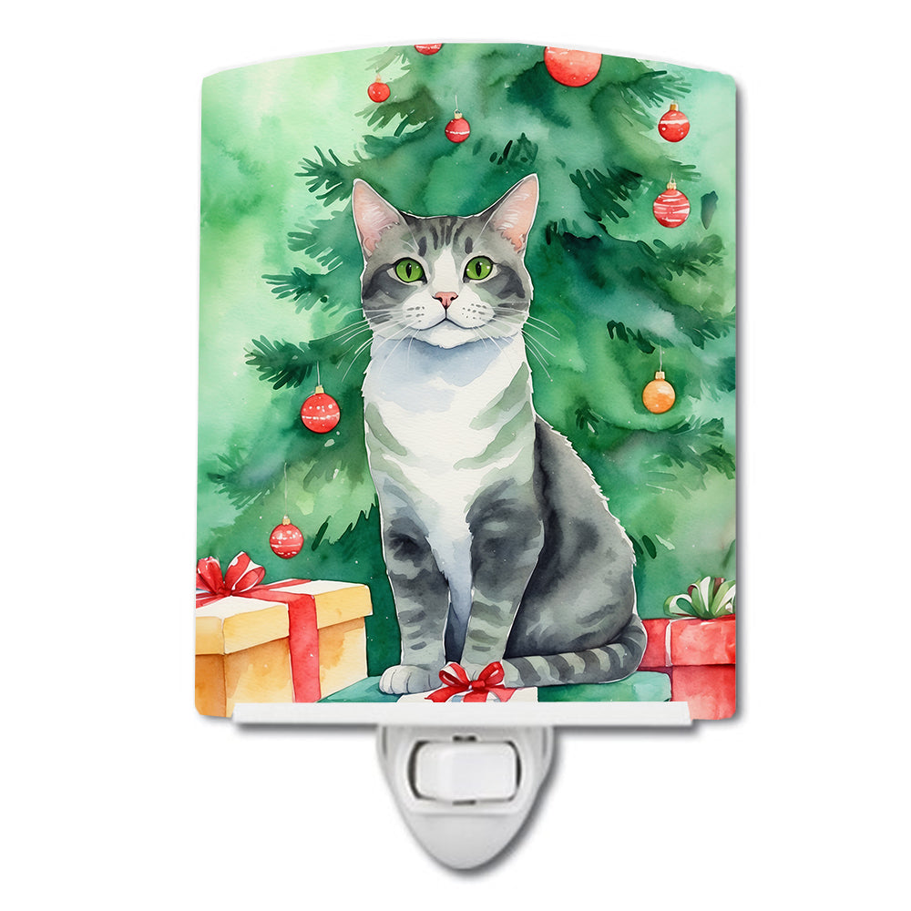 Buy this Ural Rex Cat By the Christmas Tree Ceramic Night Light