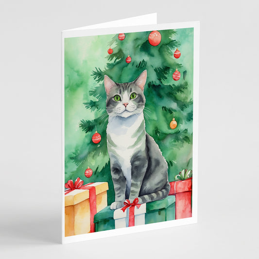 Buy this Ural Rex Cat By the Christmas Tree Greeting Cards Pack of 8