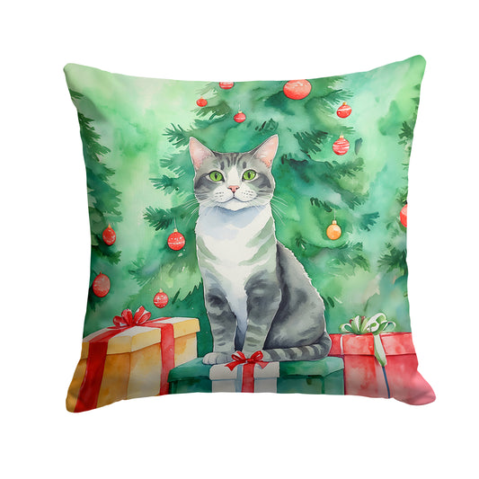 Buy this Ural Rex Cat By the Christmas Tree Throw Pillow