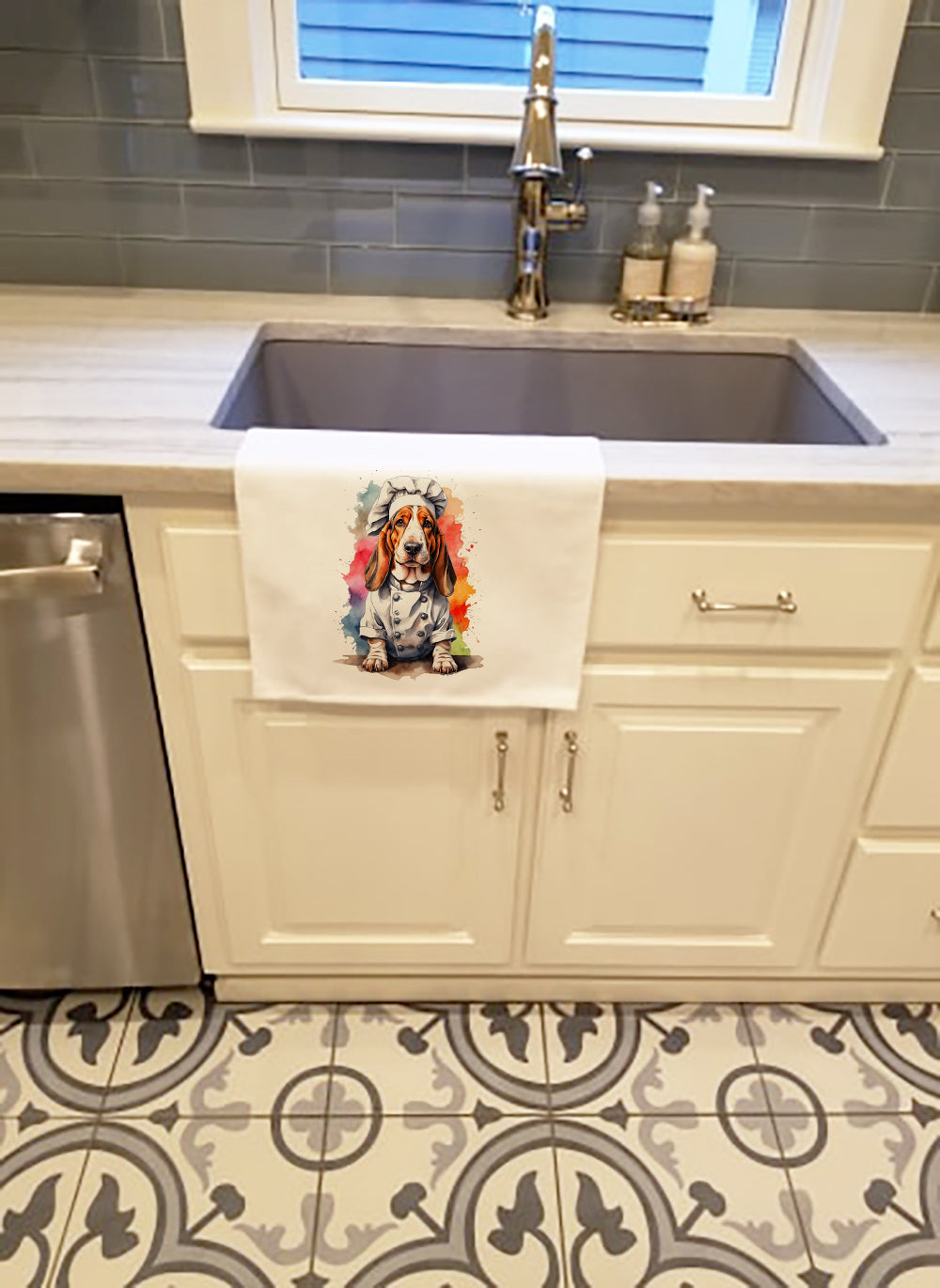 Basset Hound Chef Kitchen Towel Set of 2