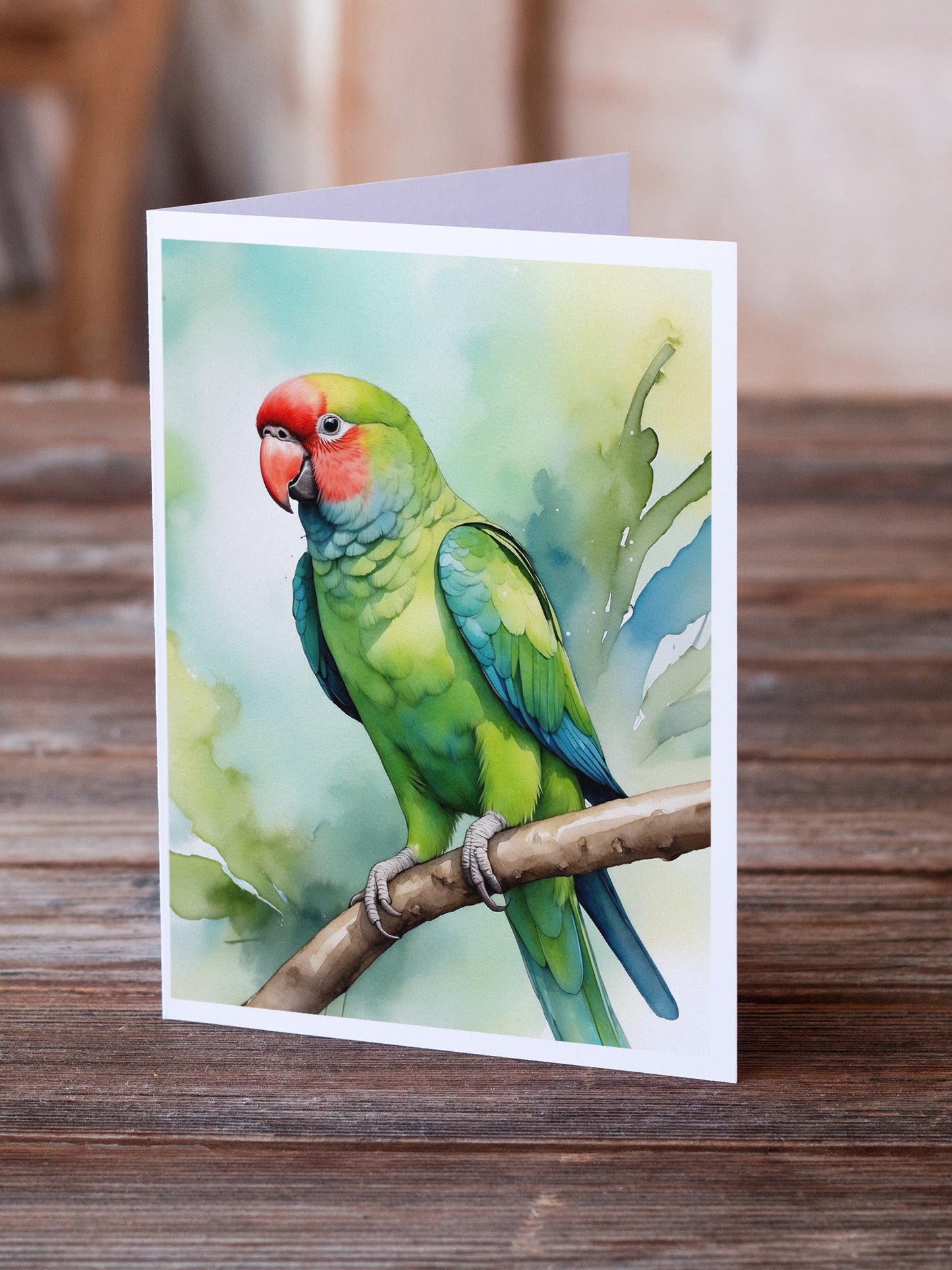 African Ringneck Parrot Greeting Cards Pack of 8