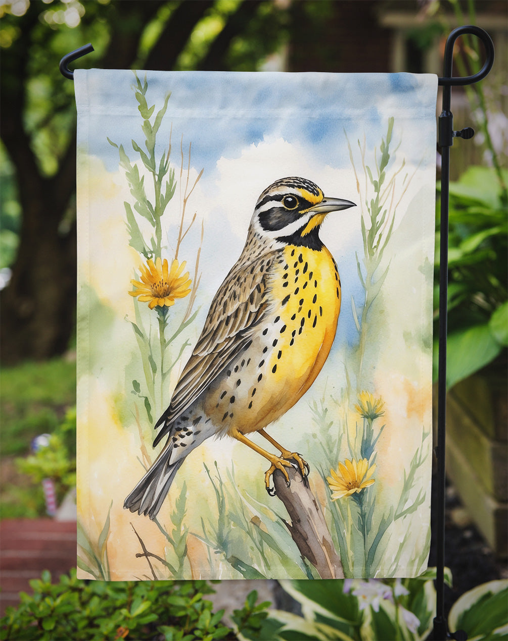 North Dakota Western Meadowlark Garden Flag