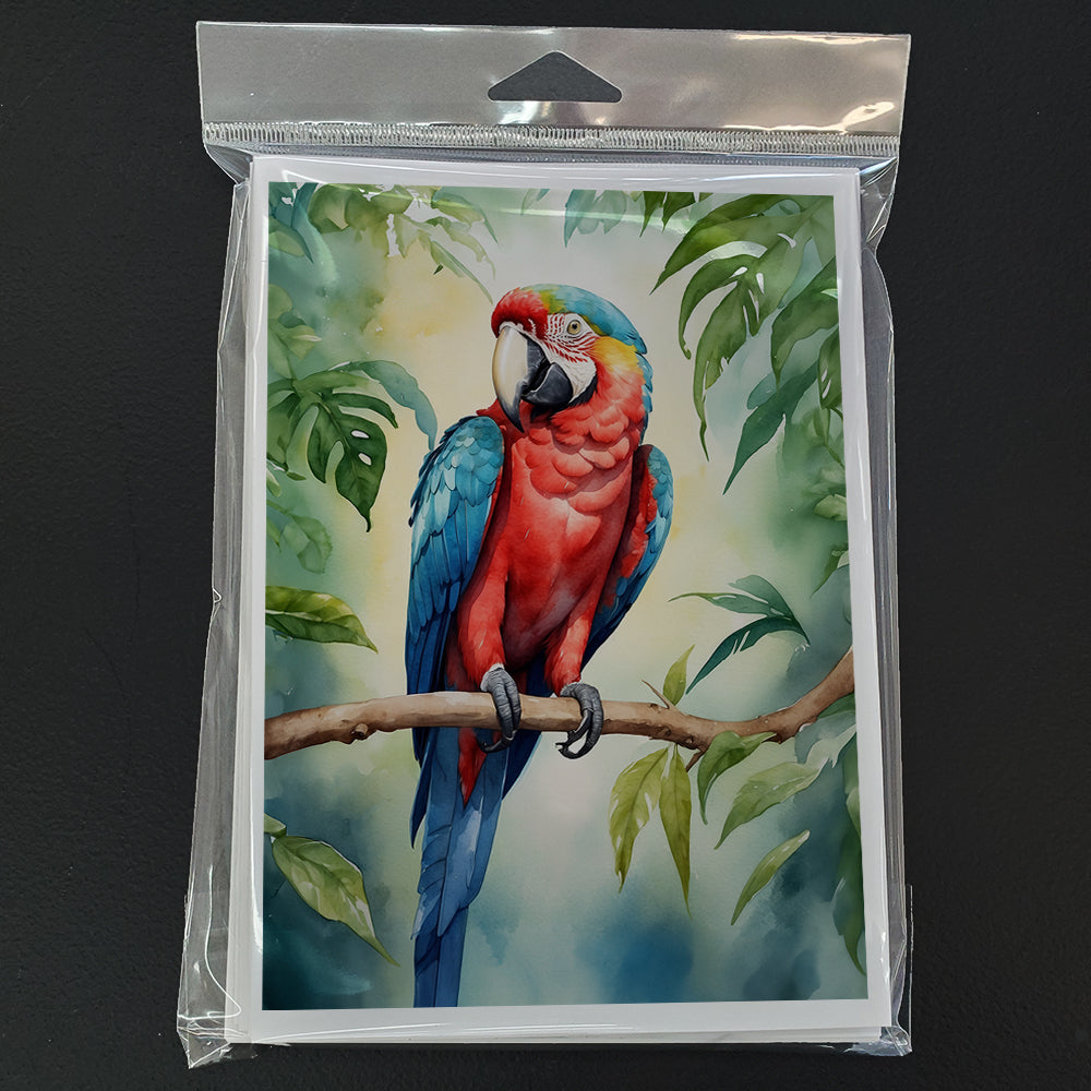 Macaw Parrot Greeting Cards Pack of 8