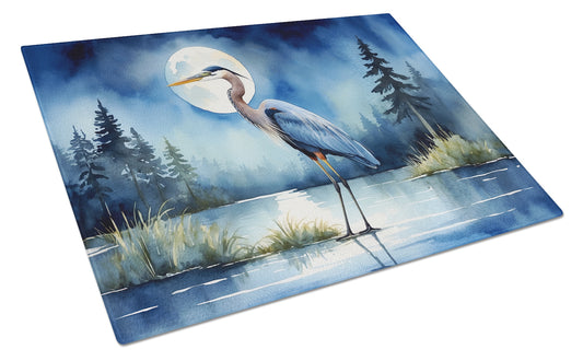 Buy this Blue Heron Under the Moonlight Glass Cutting Board