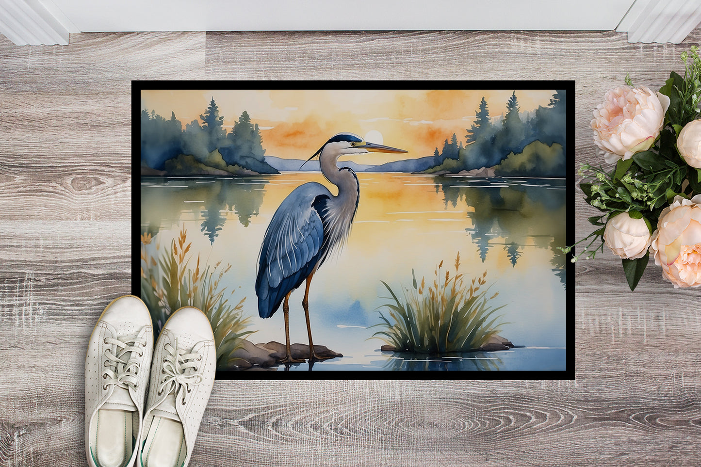 Blue Heron in the Golden Hour Doormat