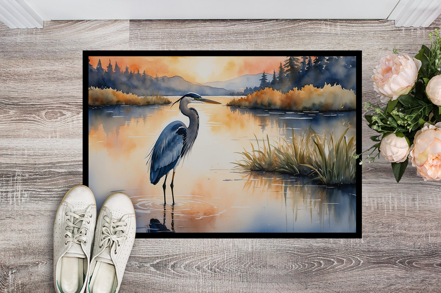 Blue Heron in the Golden Hour Doormat