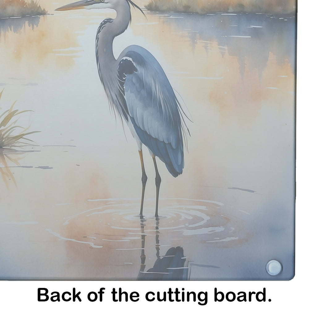 Blue Heron in the Golden Hour Glass Cutting Board