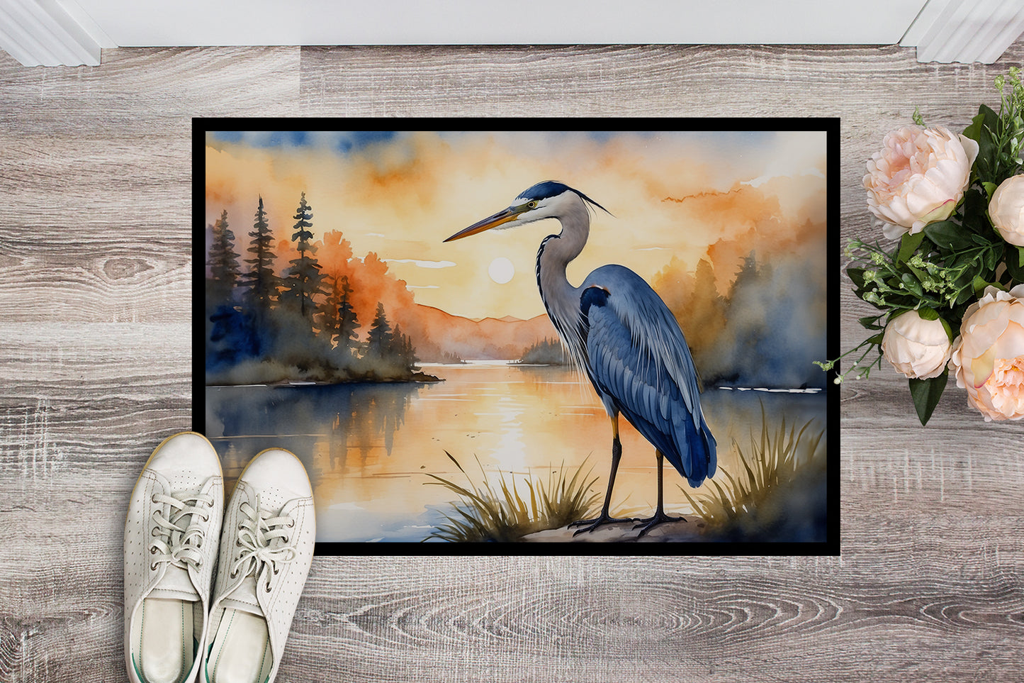 Blue Heron in the Golden Hour Doormat