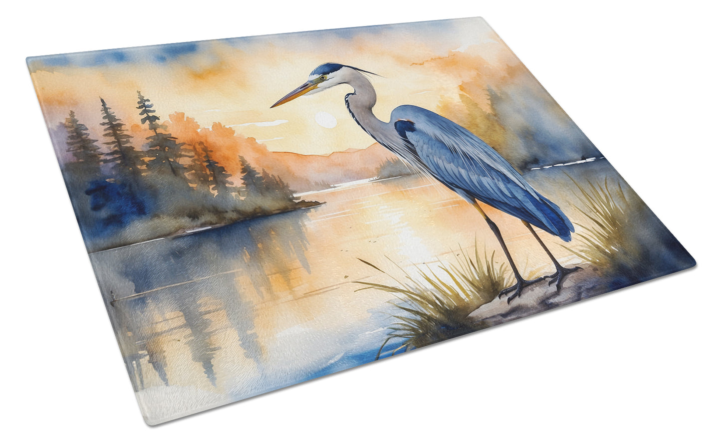 Buy this Blue Heron in the Golden Hour Glass Cutting Board