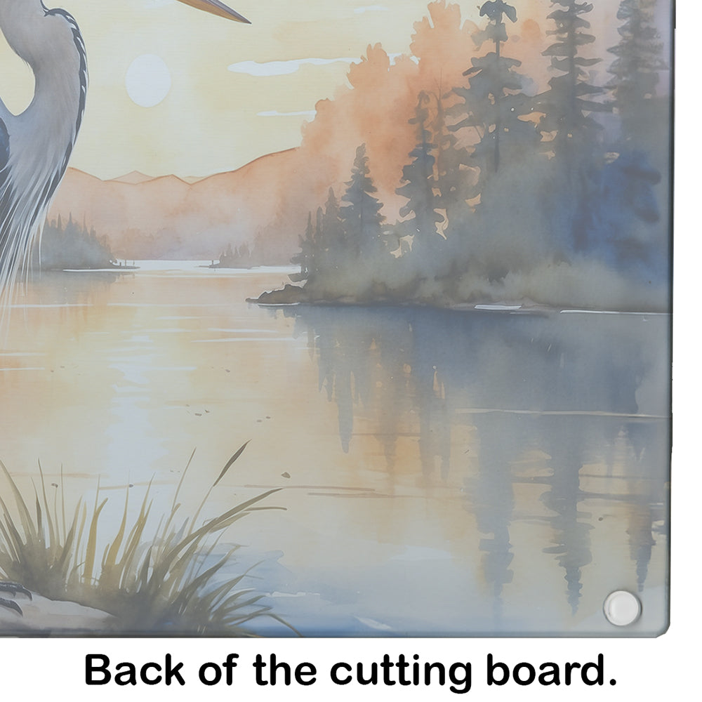 Blue Heron in the Golden Hour Glass Cutting Board