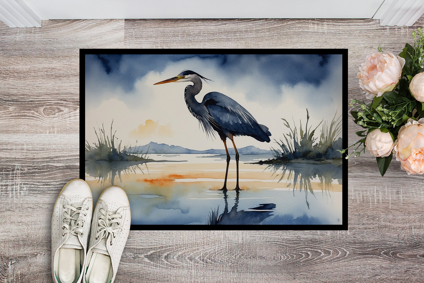 Blue Heron Barely Lit Sky Doormat