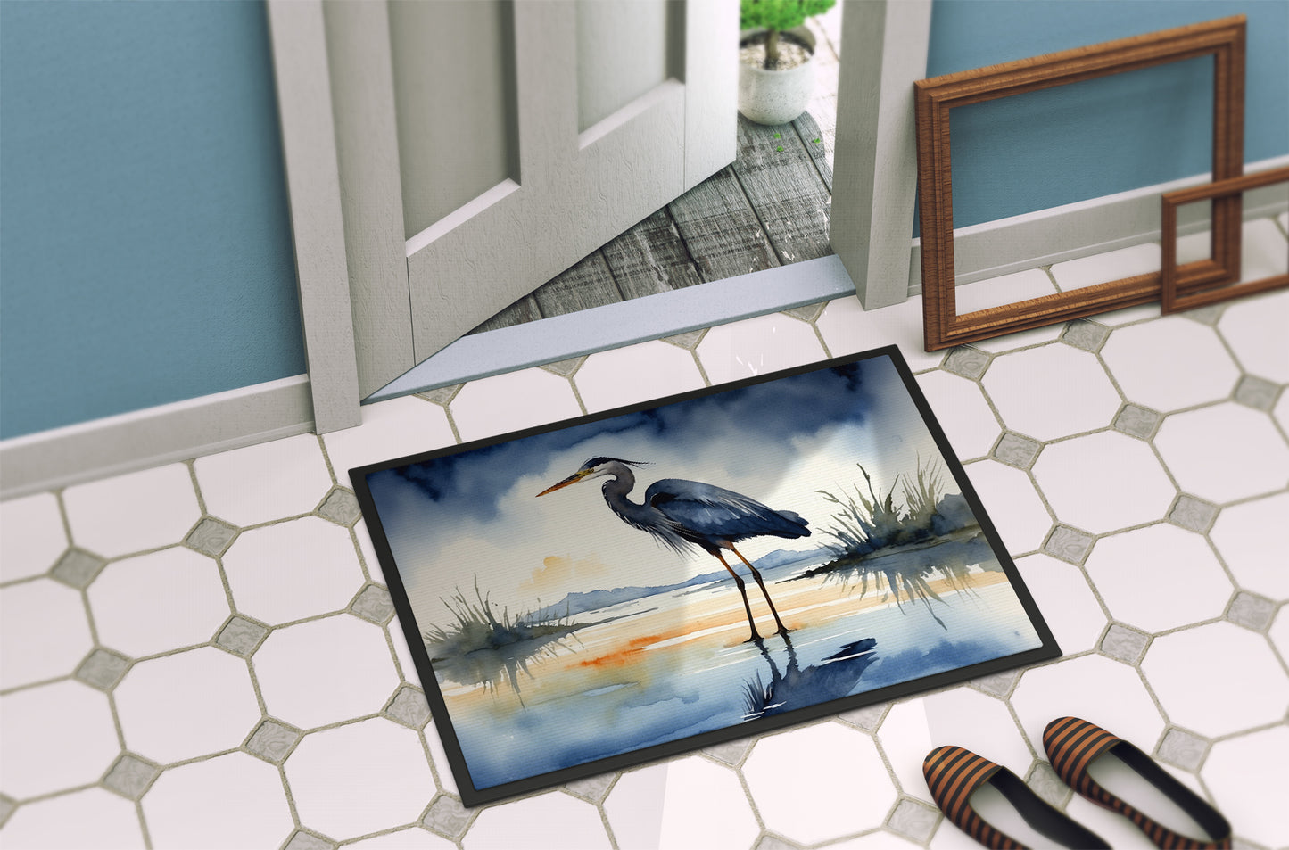 Blue Heron Barely Lit Sky Doormat