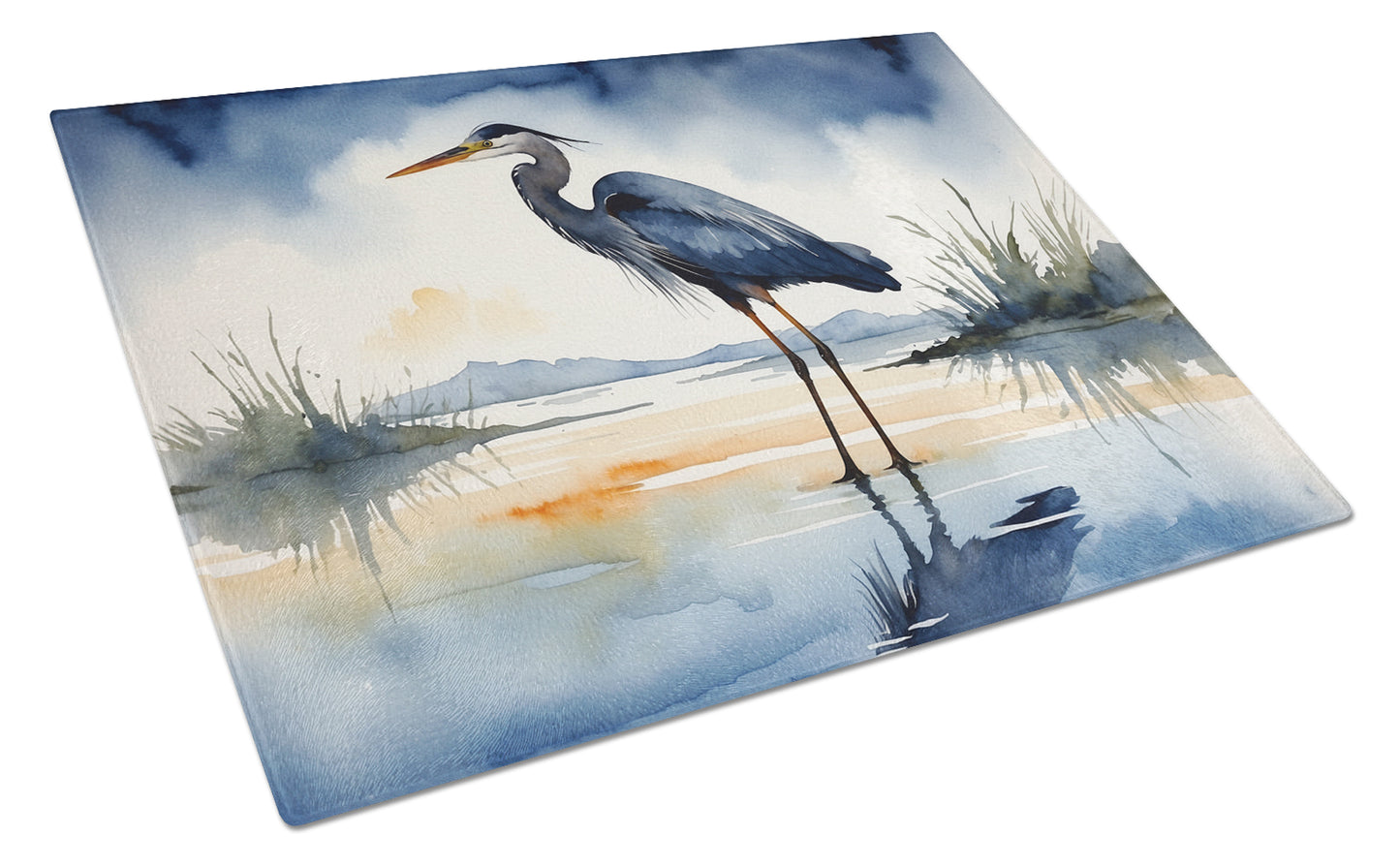 Buy this Blue Heron Barely Lit Sky Glass Cutting Board