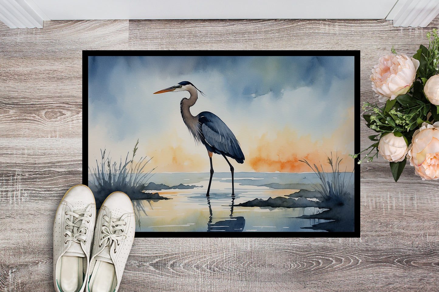 Blue Heron Barely Lit Sky Doormat