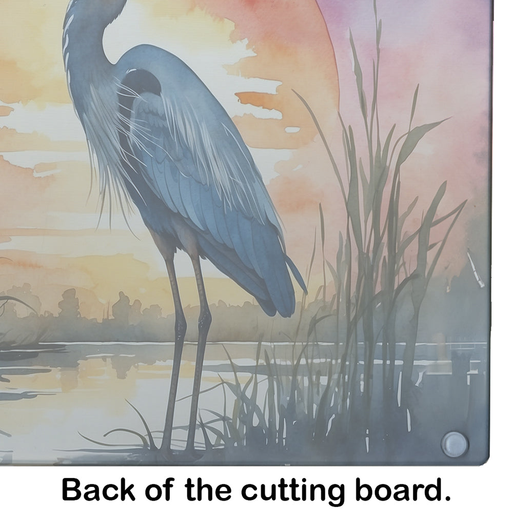 Blue Heron Setting Sun Glass Cutting Board