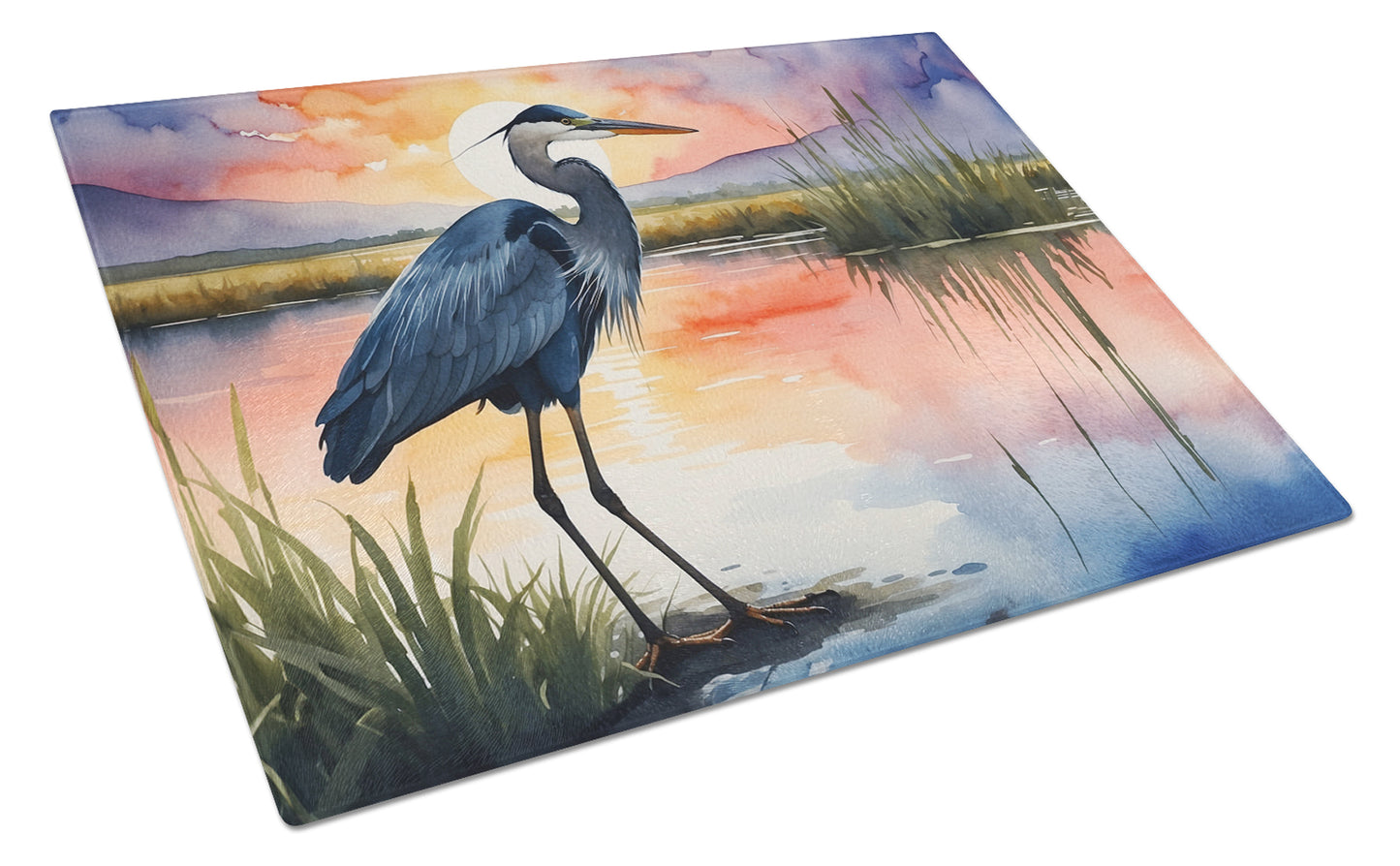 Buy this Blue Heron Setting Sun Glass Cutting Board