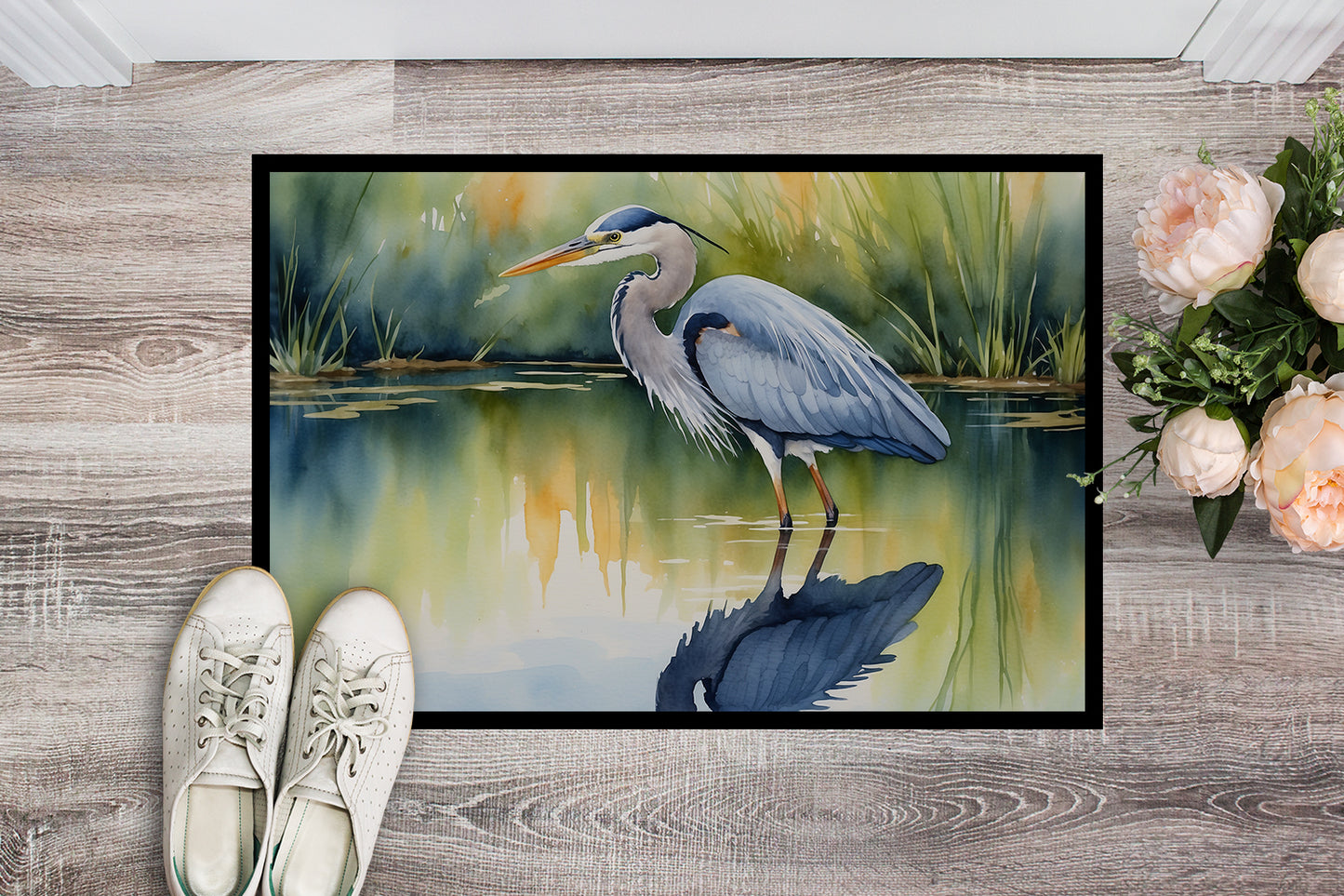 Blue Heron Stalking Prey Doormat