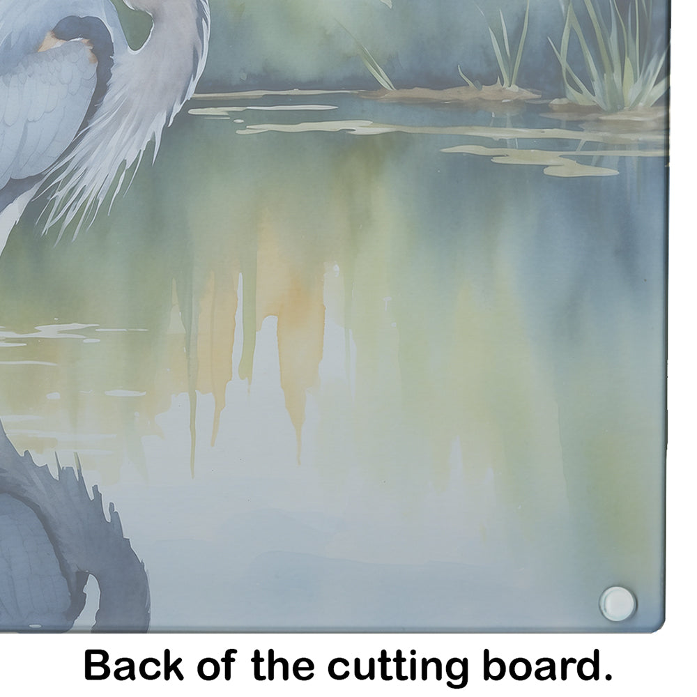 Blue Heron Stalking Prey Glass Cutting Board