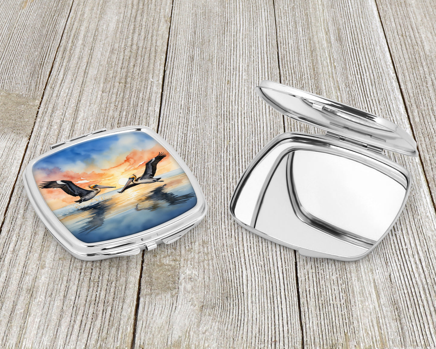 Pelicans Flying Compact Mirror