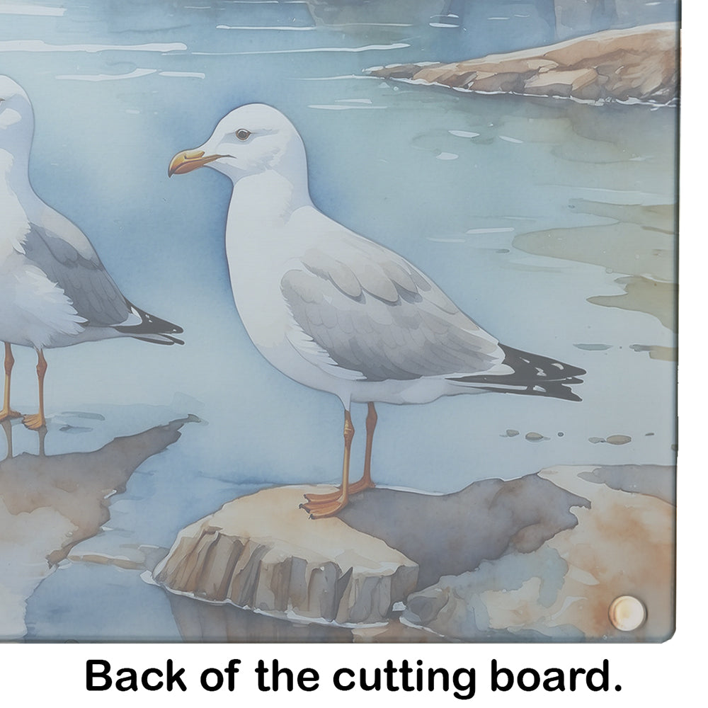 Gulls Scavenging Glass Cutting Board