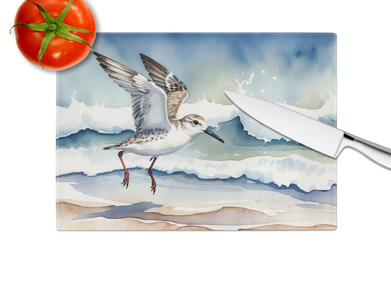 Sanderling Racing the Tide Glass Cutting Board