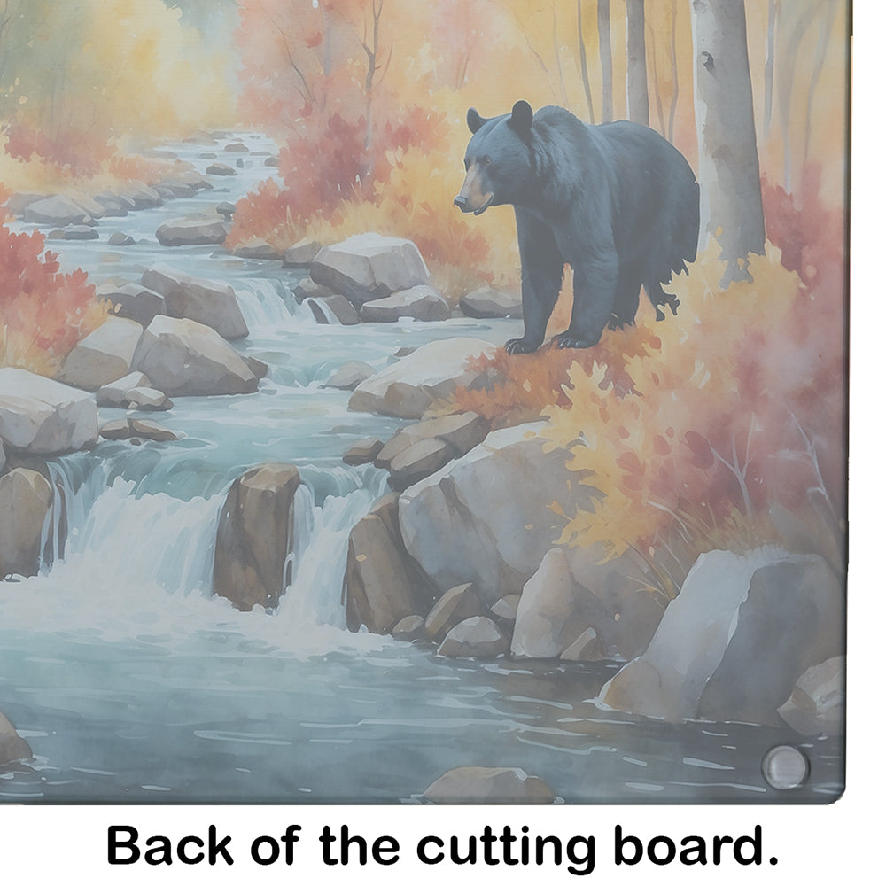 Bears Autumn in the Woods Glass Cutting Board