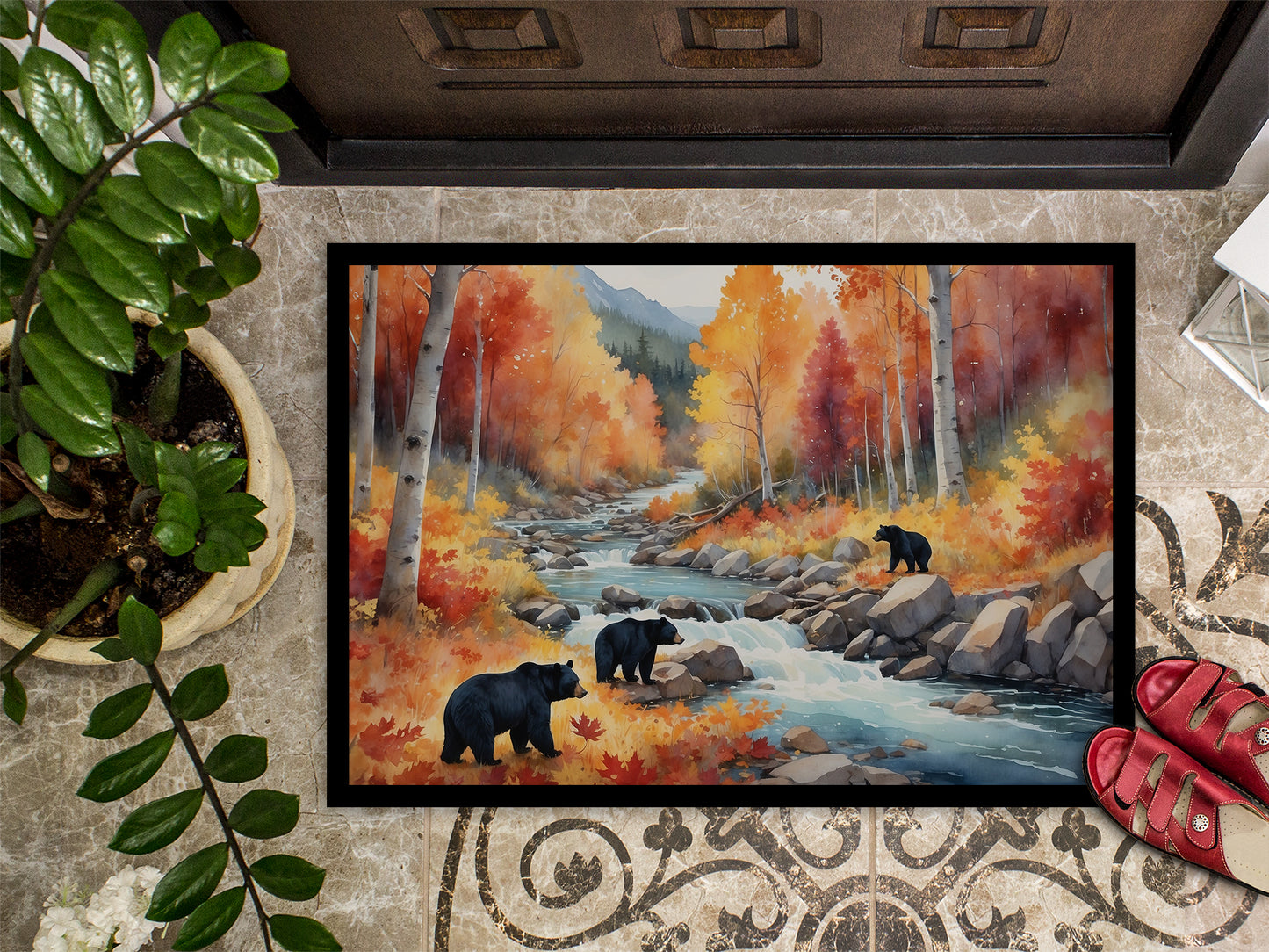 Bears Autumn in the Woods Doormat