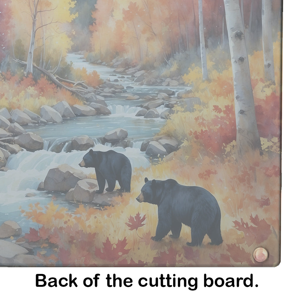 Bears Autumn in the Woods Glass Cutting Board